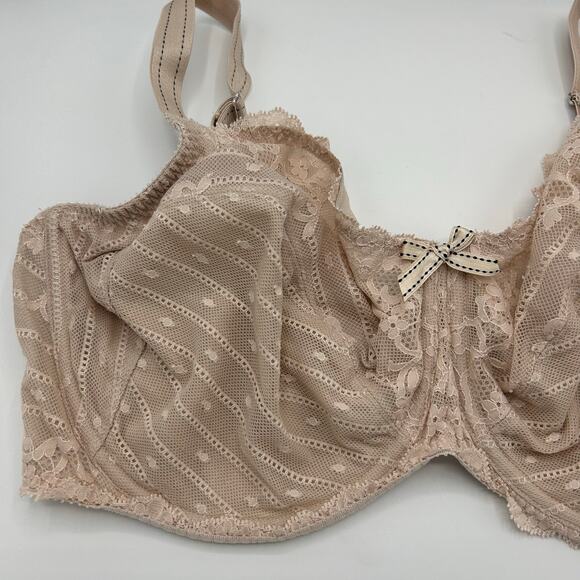 Chantelle Rive Gauche Full Coverage Unlined Bra 38G/DDDD Nude Cappuccino Lace - Picture 9 of 13